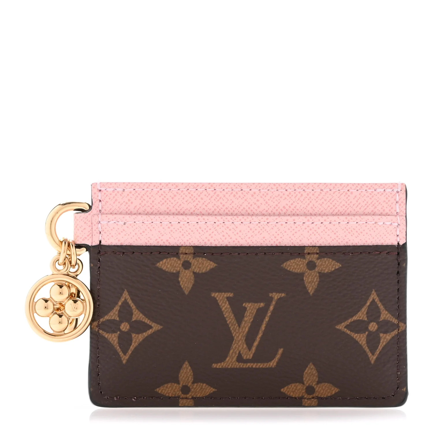Monogram LV Charms Card Holder Rose Ballerine | FASHIONPHILE (US)