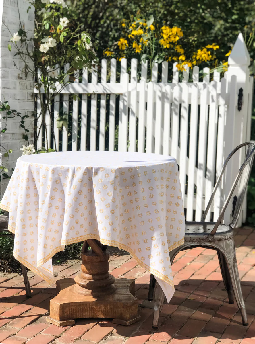 Here Comes the Sun Tablecloth in Tanager Yellow | August Table