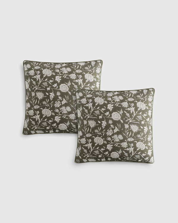 Botanical Pillow Cover, Olive