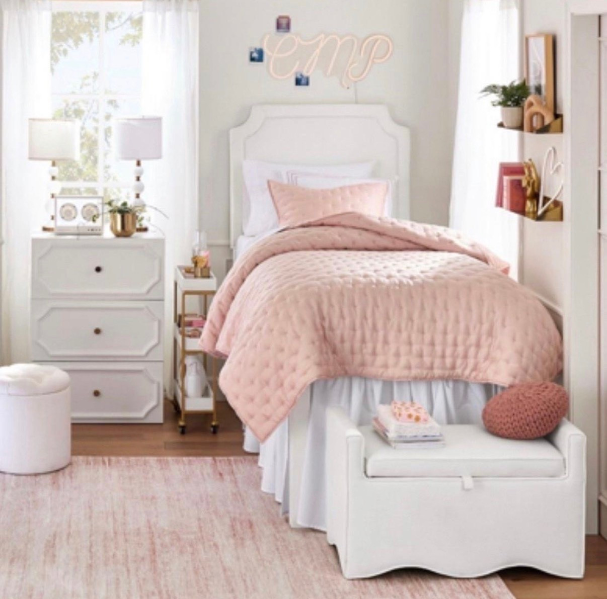 Preppy Girl Dorm Room Decor
LoveShackFancy Damask Ruffle Duvet Cover
Polished Dorm Cabinet (34")
Polished Mini Dresser (28w x 19.5d")
No Nails Auburn Tufted Wall Mounted Headboard
Amelia TENCEL™ Standard Sham
Eco Performance Textured Weave Oatmeal Tufted Round Storage Ottoman
Performance Linen Blend Wavy Piped Storage Settee (36.5")
Slim Beauty Cart
Cottingon Dorm Room Bed Skirt, 100% Microfiber, White, Twin XL-32 Drop

JONATHAN Y JYL1021A February 21" Glass/Metal LED Table Lamp Contemporary Bedside Desk Nightstand for Bedroom Living Room Office College Bookcase LED Bulb Included, White/Brass Gold

3x5 Washable Pink Area Rug, Upgraded Denser Surface Vintage Rugs, Honeycomb Non-Slip Backing Living Room Rug, Easy Care Foldable Rugs for Living Room Bedroom Kitchen Dinning Room Home Office

Blush & Light Pink Collection Snead Bohemian Oriental Medallion Area Rug - Traditional Floral Carpet for Living Room, Bedroom - Blush, Pale Pink, Cream - 5'3" x 7' (5x7 Area Rug)

Nursery Rug for Baby Girl,Neutral Blush Pink Boho Cute Floral Foldable Machine Washable Soft Faux Wool Carpet Area Rugs for Living Room Bedroom Dorm Kids Playroom,5x7

Round Set of 2 Ottoman with Storage, Boucle Storage Ottoman Foot Stool, Soft Teddy Upholstered Small Vanity Stool, Ottomans Coffee Table Padded Seat Foot Rest for Living Room Bedroom, White

#girldorm #dorm #pinkdorm #preppydorm #olemiss #bama #olemissdorm #bamadorm #dormessentials #dormstyle #dorminspo #shabbychic #pinkrug #dormheadboard #dormbedding #loveshackfancy #dormcabinet #dormtray #dormrack

#LTKStyleTip

#LTKmomlife #LTKU #LTKKids