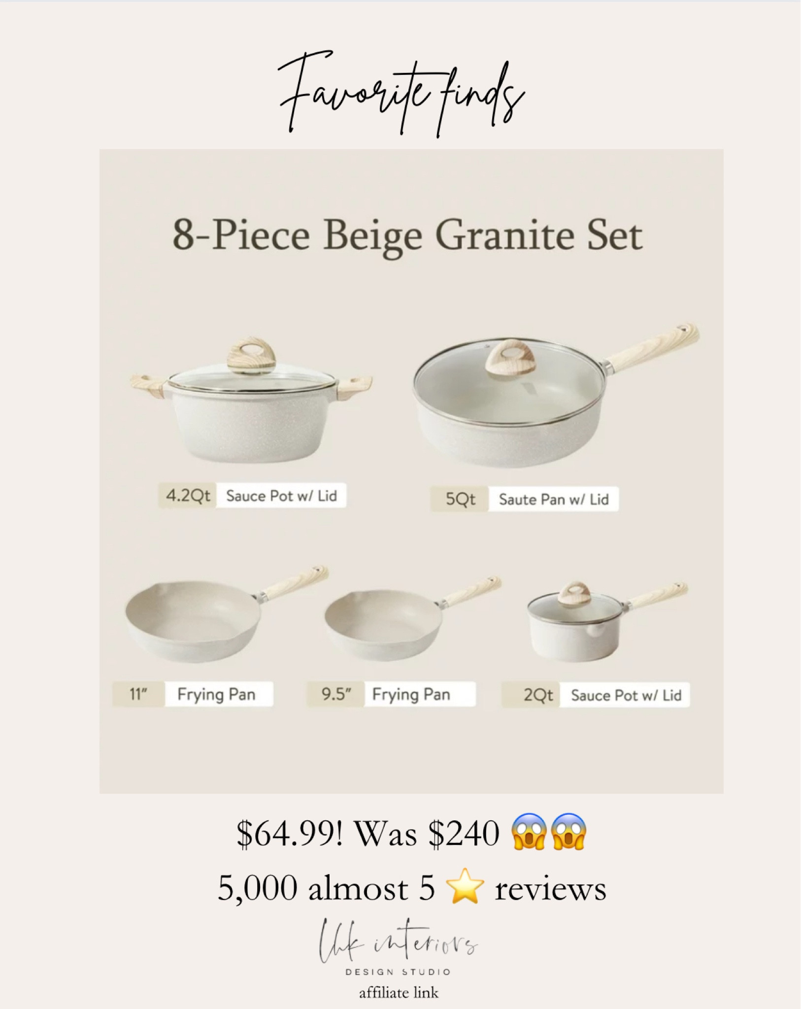 Pots and pans, cookware, beige cookware, grey cookware. Walmart

#LTKsalealert #LTKhome #LTKGiftGuide