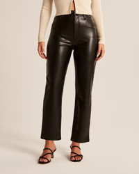 Curve Love Vegan Leather Ankle Straight Pants | Abercrombie & Fitch (US)