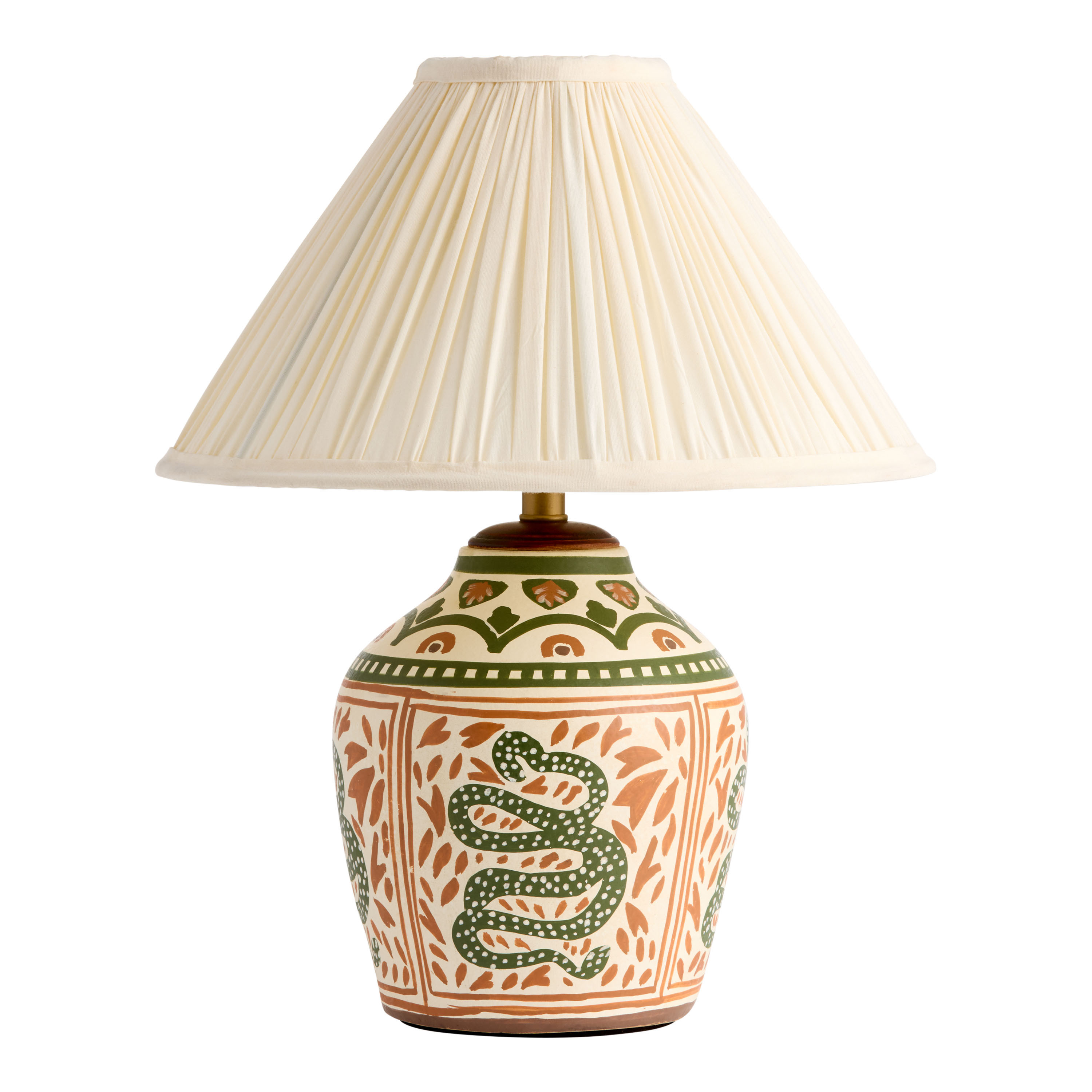 Green Multicolor Terracotta Snake Botanical Table Lamp | World Market