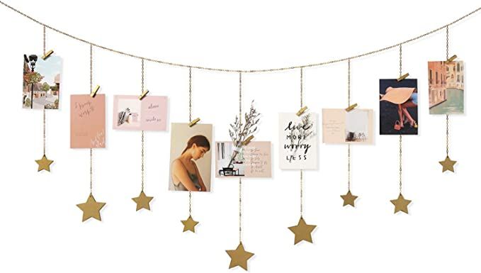 Mkono Hanging Photo Display Wooden Stars Garland with Metal Chains Picture Frame Collage with 25 ... | Amazon (US)