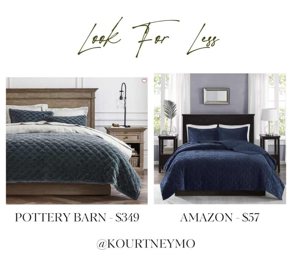 Pottery Barn dupe, designer home inspired, look for less, Amazon finds, velvet bedding, bedroom decor

#LTKhome