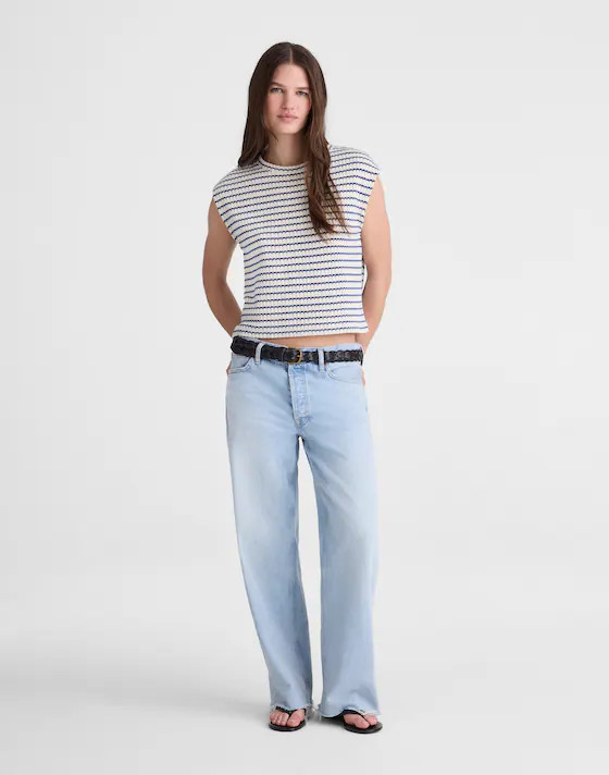 Textured-Knit Boxy Muscle Tee | Madewell