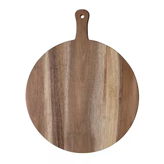 Large 24.8 in. x 19.59 in. Round Suar Wood End Grain Cutting Board with Handle | The Home Depot