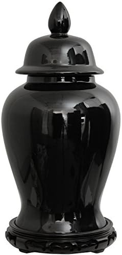 Oriental Furniture 18" Solid Black Porcelain Temple Jar | Amazon (US)