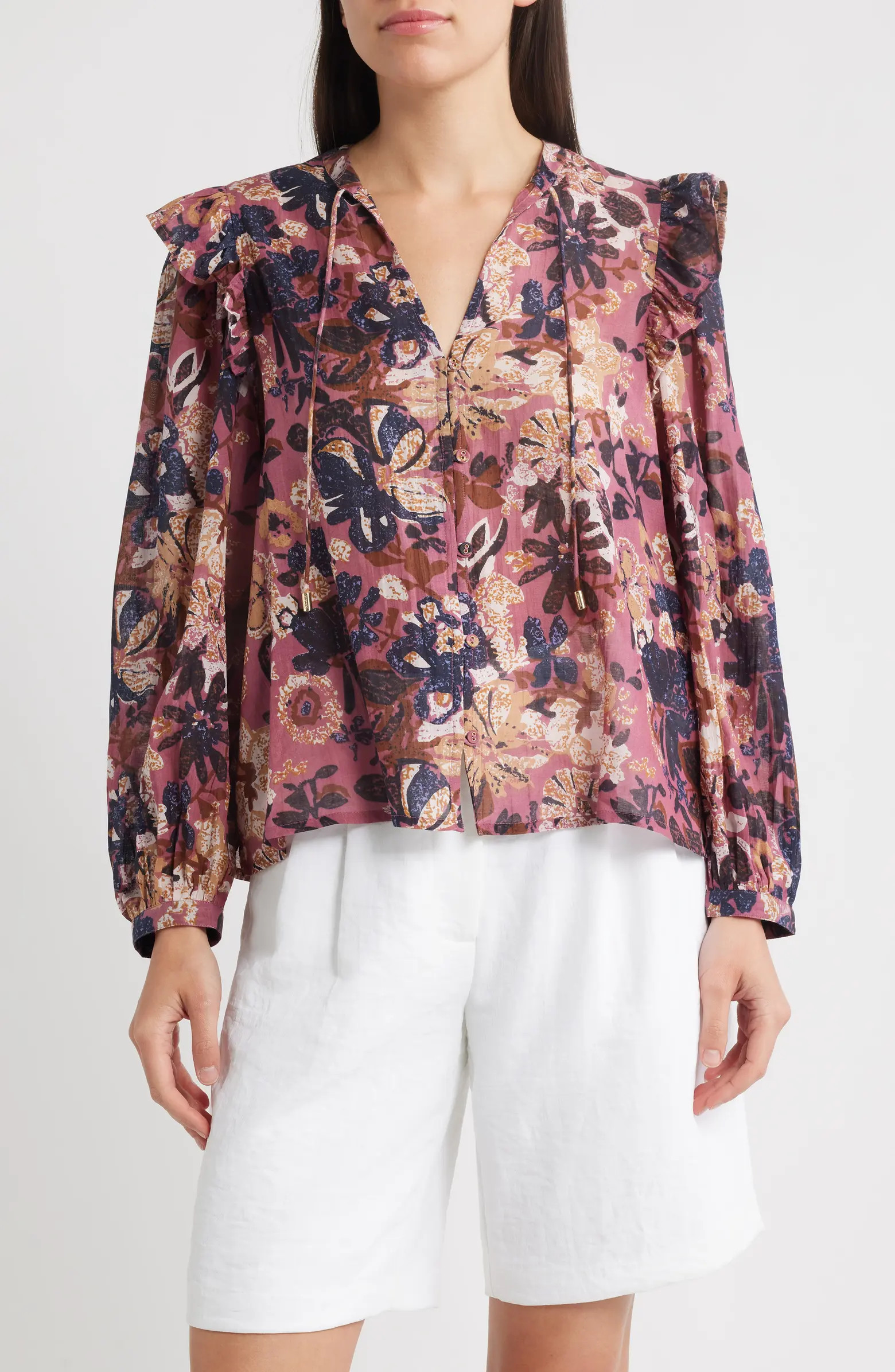 Priya Print Tie Neck Top | Nordstrom