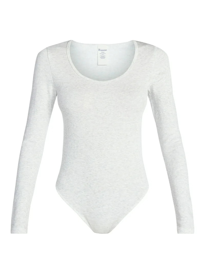No Boundaries Seamless Scoop Neck Bodysuit with Long Sleeves, Women's XXS-XXL | Walmart (US)