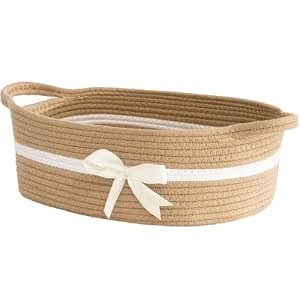 CHICVITA Small Woven Rope Gift Basket, Decorative Boo Basket, Camel | Amazon (US)