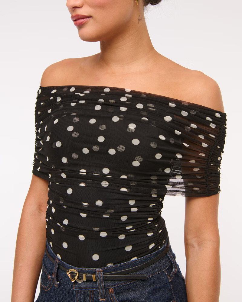 Mesh Foldover Bodysuit | Abercrombie & Fitch (US)