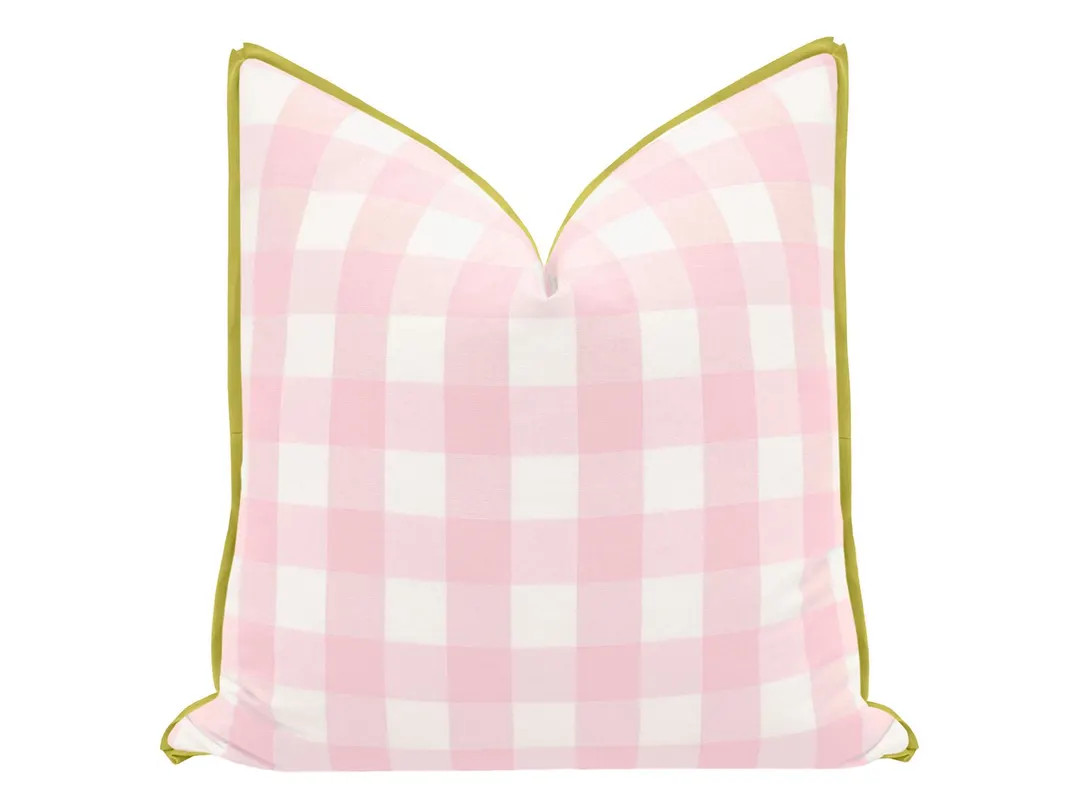Charleston Check // Primrose With Butterfly Flange | Flange Pillow | Designer Pillow | Buffalo Ch... | Etsy (US)