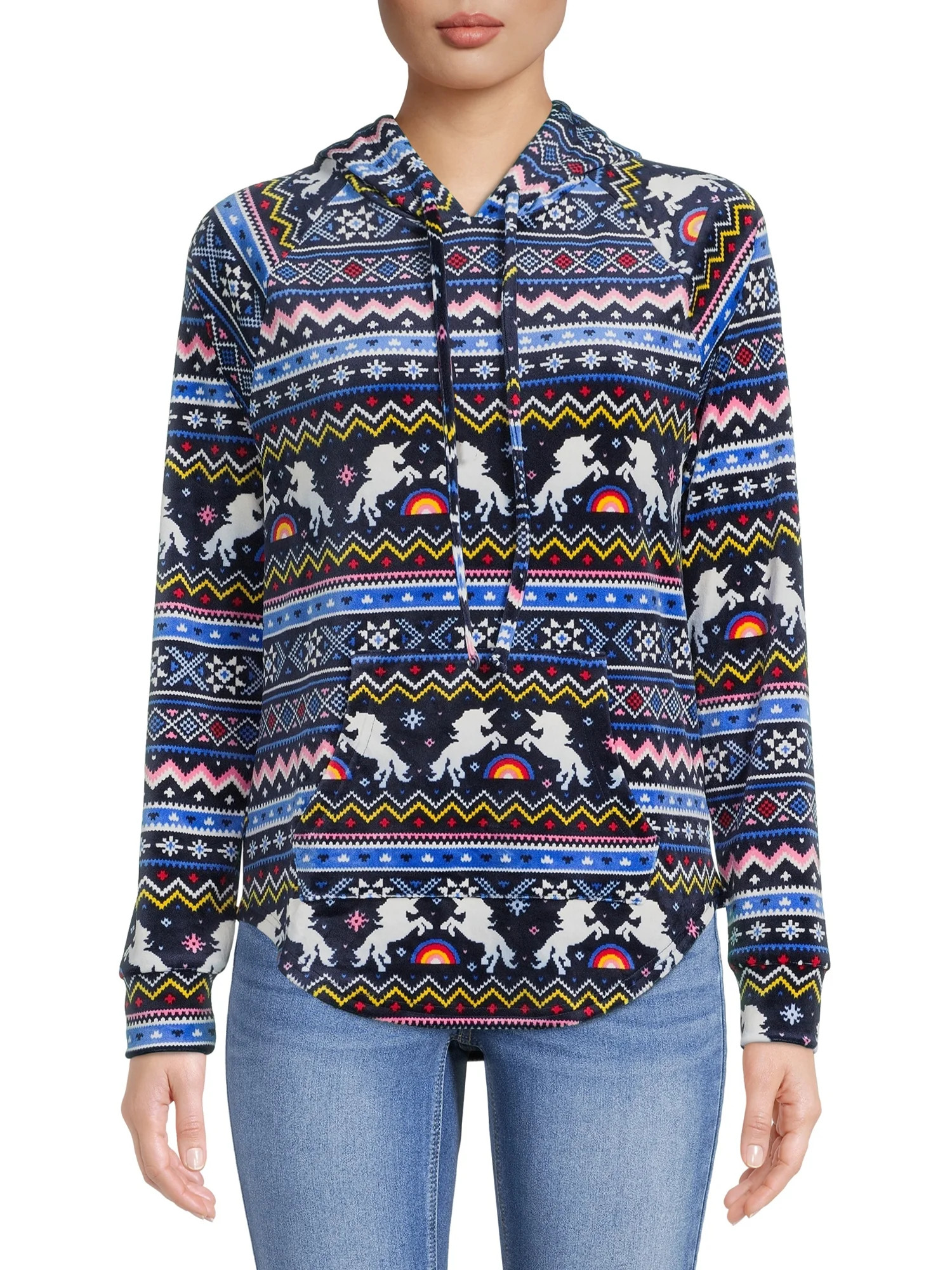 No Boundaries Juniors' Plush Pullover Holiday Hoodie | Walmart (US)