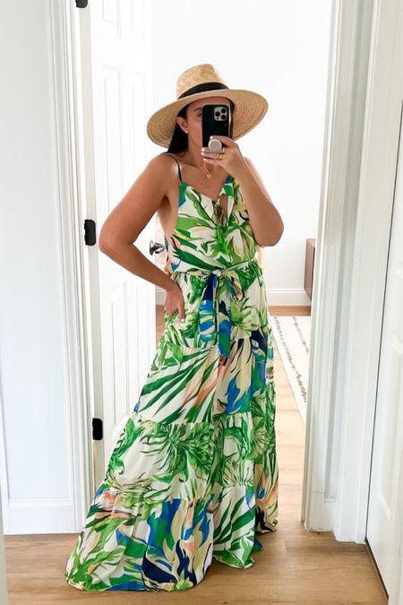 Amazon Flying Tomato Women's Lush Tropical Vacation Halter Maxi Dress wearing size medium. Brixton Women's Joanna Hat. Kendra Scott Ari Gold Pave Crystal Heart Necklace

Follow my shop @thehouseofsequins on the @shop.LTK app to shop this post and get my exclusive app-only content!

#liketkit 
@shop.ltk
https://liketk.it/40xrO