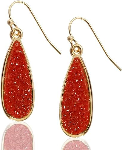 Humble Chic Teardrop Dangle Earrings for Women with Simulated Druzy Stones, in Gold, Rose Gold, o... | Amazon (US)