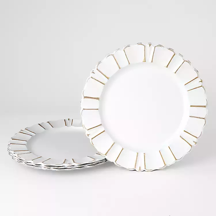White Gold Brushed Scalloped Chargers, Set of 4 | Kirklands