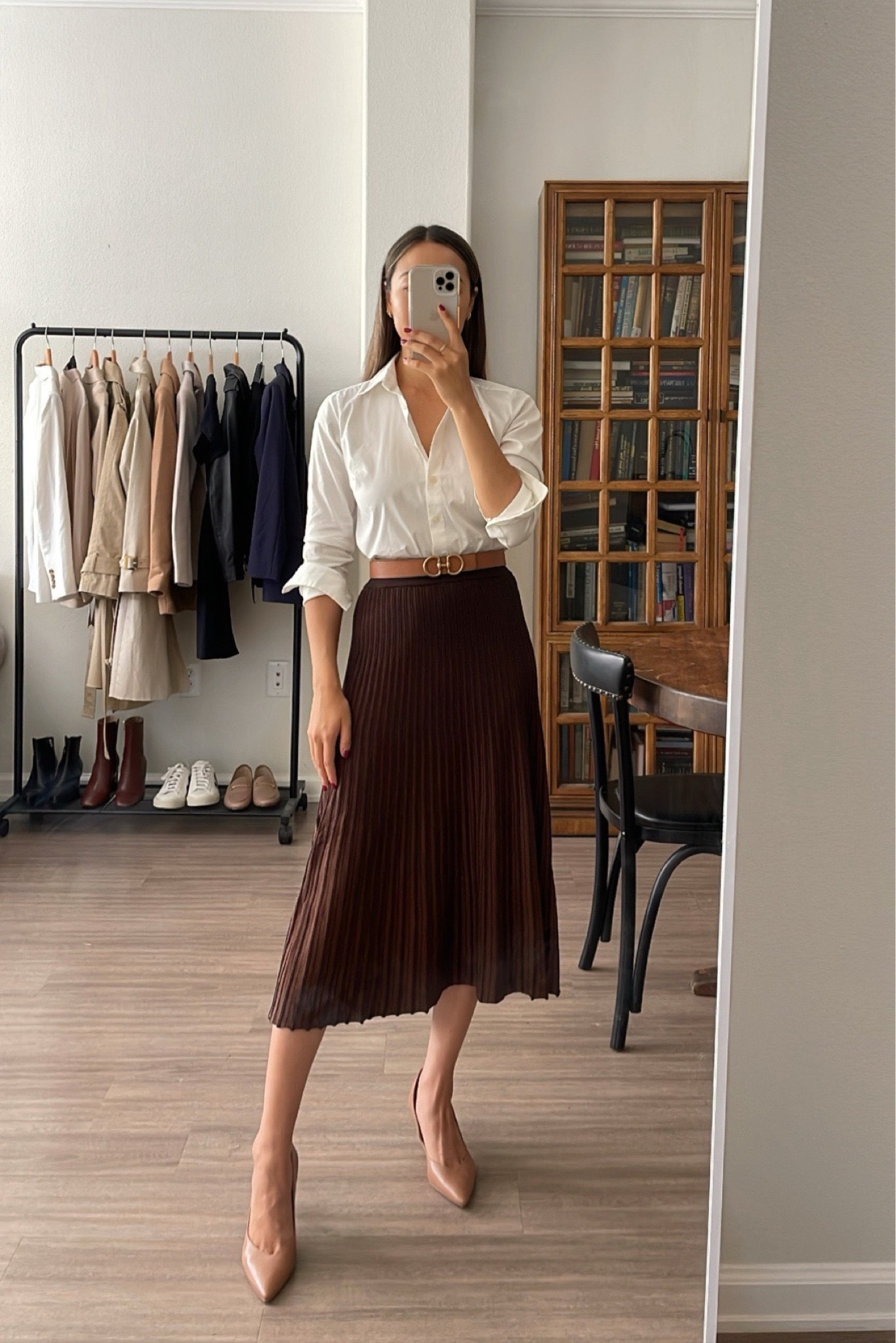 Fall work outfit idea with a skit 
Top xs 
Skirt xs under $50!
Comfiest low heels tts 

#LTKworkwear #LTKSeasonal #LTKunder100