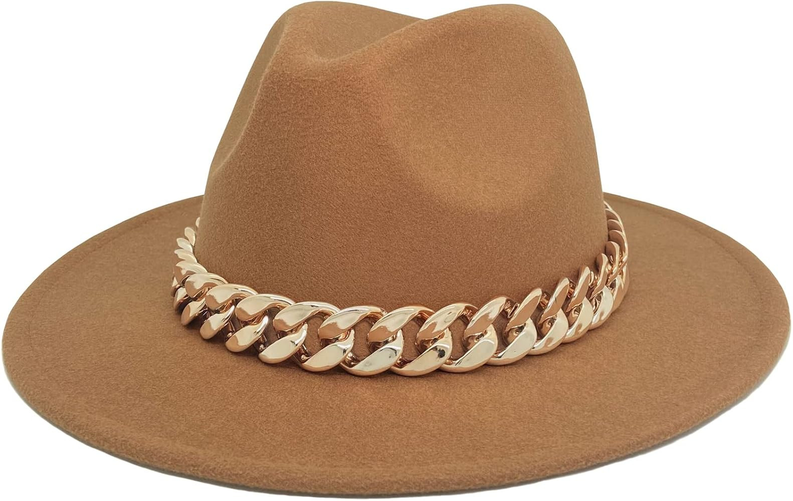 Gossifan Men & Women Belt Buckle Fedora Hat Wide Brim Floppy Panama Hat | Amazon (US)