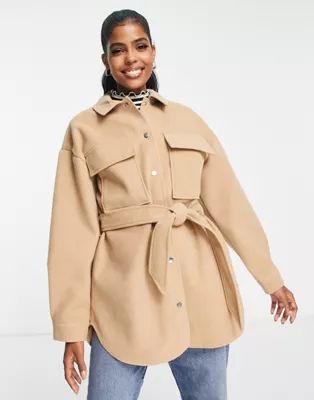 Only belted utility jacket in tan | ASOS (Global)
