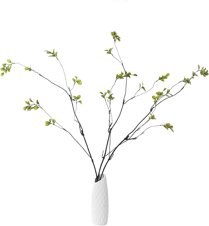 3pcs Artificial Ficus Branches Greenery for Vase, Faux Silky Eucalyptus Stems, Tree Twig for Home... | Amazon (US)