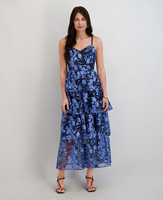 Siena Women's Embroidered Mesh Sleeveless Maxi Dress - Macy's | Macy's