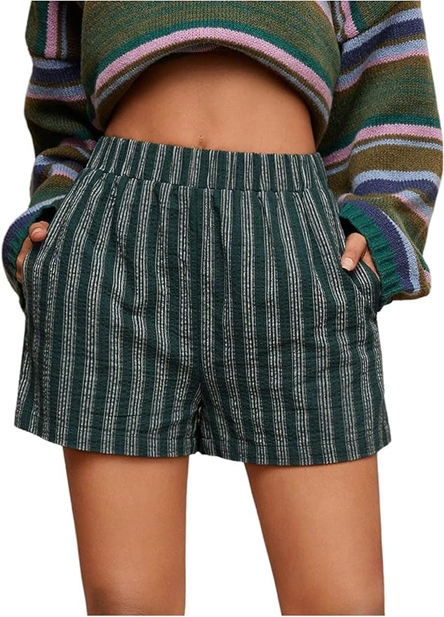 Floerns Women's Elastic Waist Double Layered Linen Shorts Knot Front Casual Loose Shorts | Amazon (US)