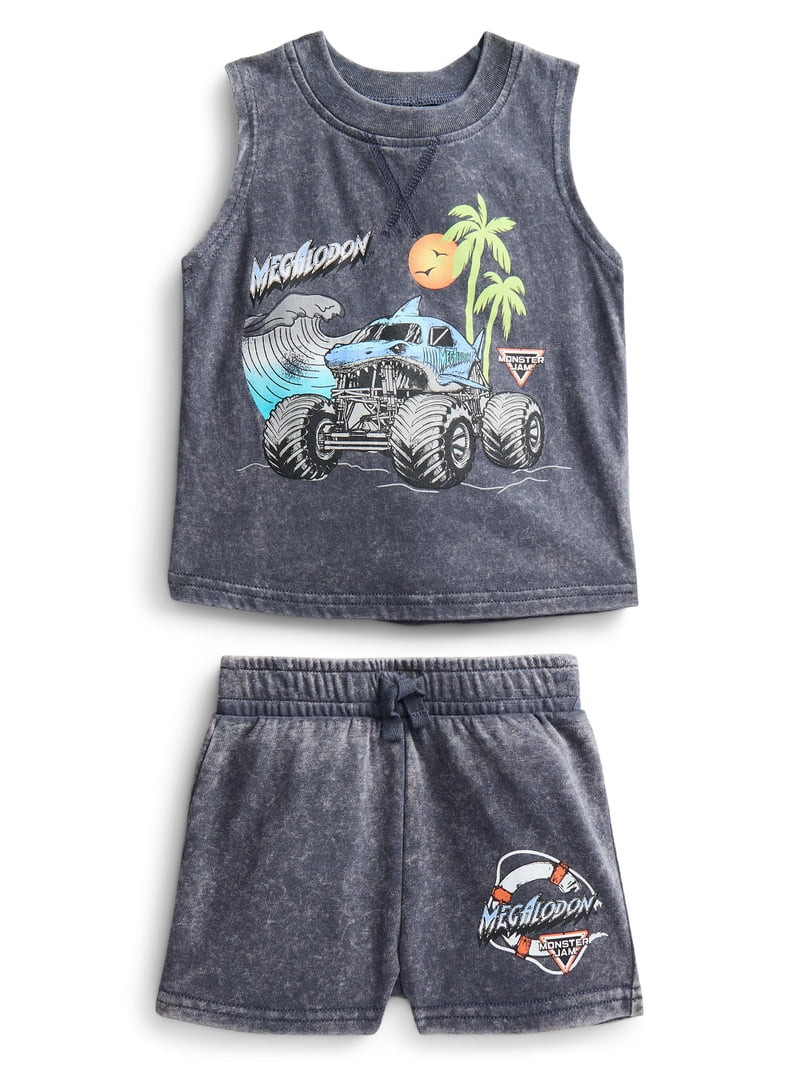 Monster Jam Baby Boys Sleeveless Graphic Tank Top and Shorts Set, 2-Piece, Sizes 0/3M-24M - Walma... | Walmart (US)