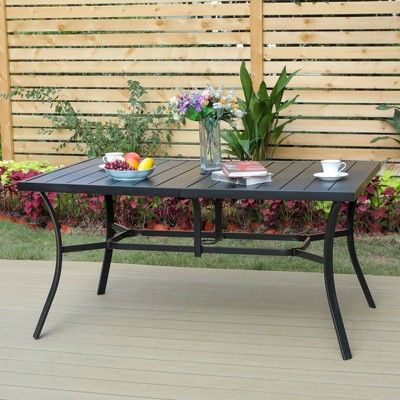60" Outdoor Rectangle Steel Dining Table - Black - Captiva Designs | Target