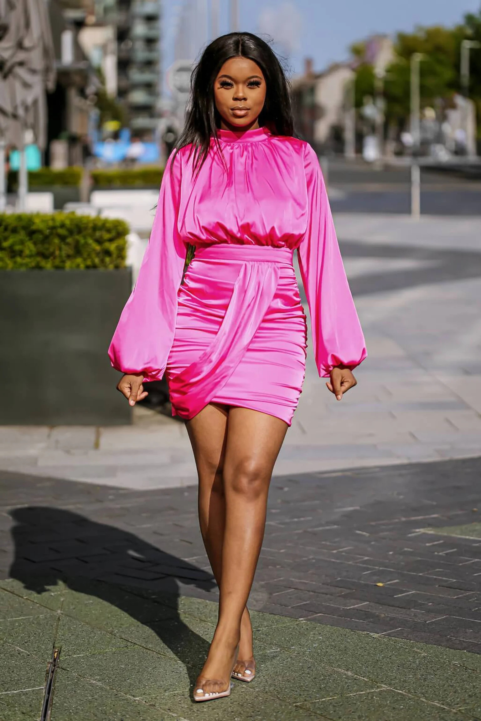 Satin Blouson Dress | Verishop