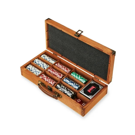 Foster & Rye Poker Sets with Case -  Poker Kit in Wooden Box | Walmart (US)