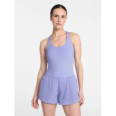 Avia Women's Cross Back Active Buttersoft Romper, Sizes XS-4X | Walmart (US)
