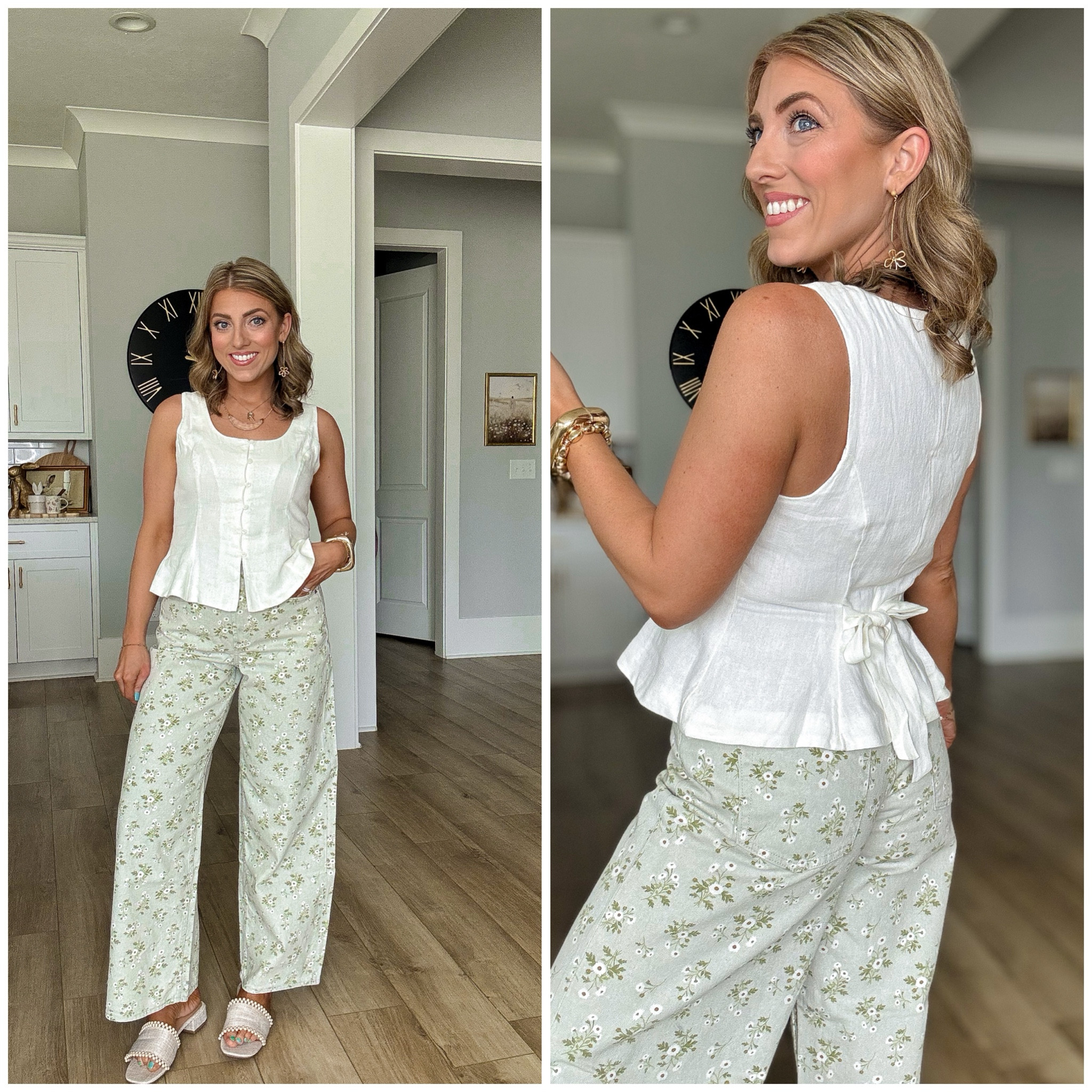 Obsessed with this soft neutral + floral combo 🌿 the linen blend top is so breathable and flattering (love the back tie detail!) and these printed pants are lightweight and perfect for spring days. Such an easy elevated outfit and both pieces are on sale 🙌 top on sale for $19, jeans on sale for $23

#oldnavyoutfit #linenstyle #springfashion #floralpants #neutraloutfit #effortlessstyle #momfashion #affordablelooks #everydayoutfits #springstyle #salealert

#LTKootd #LTKSaleAlert #LTKPetite