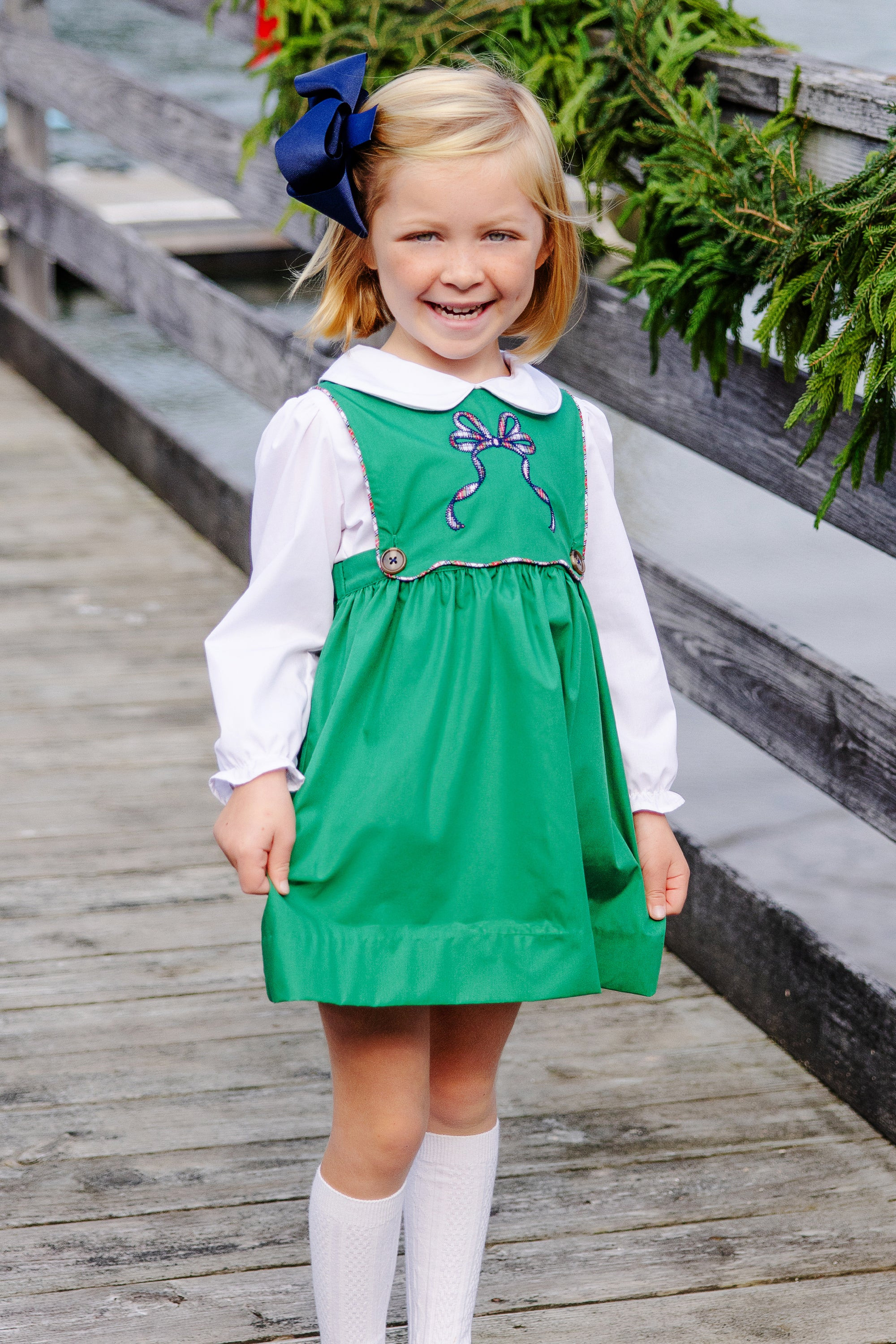 Brady Button In Dress - Kiawah Kelly Green with Merritt Park Plaid | The Beaufort Bonnet Company