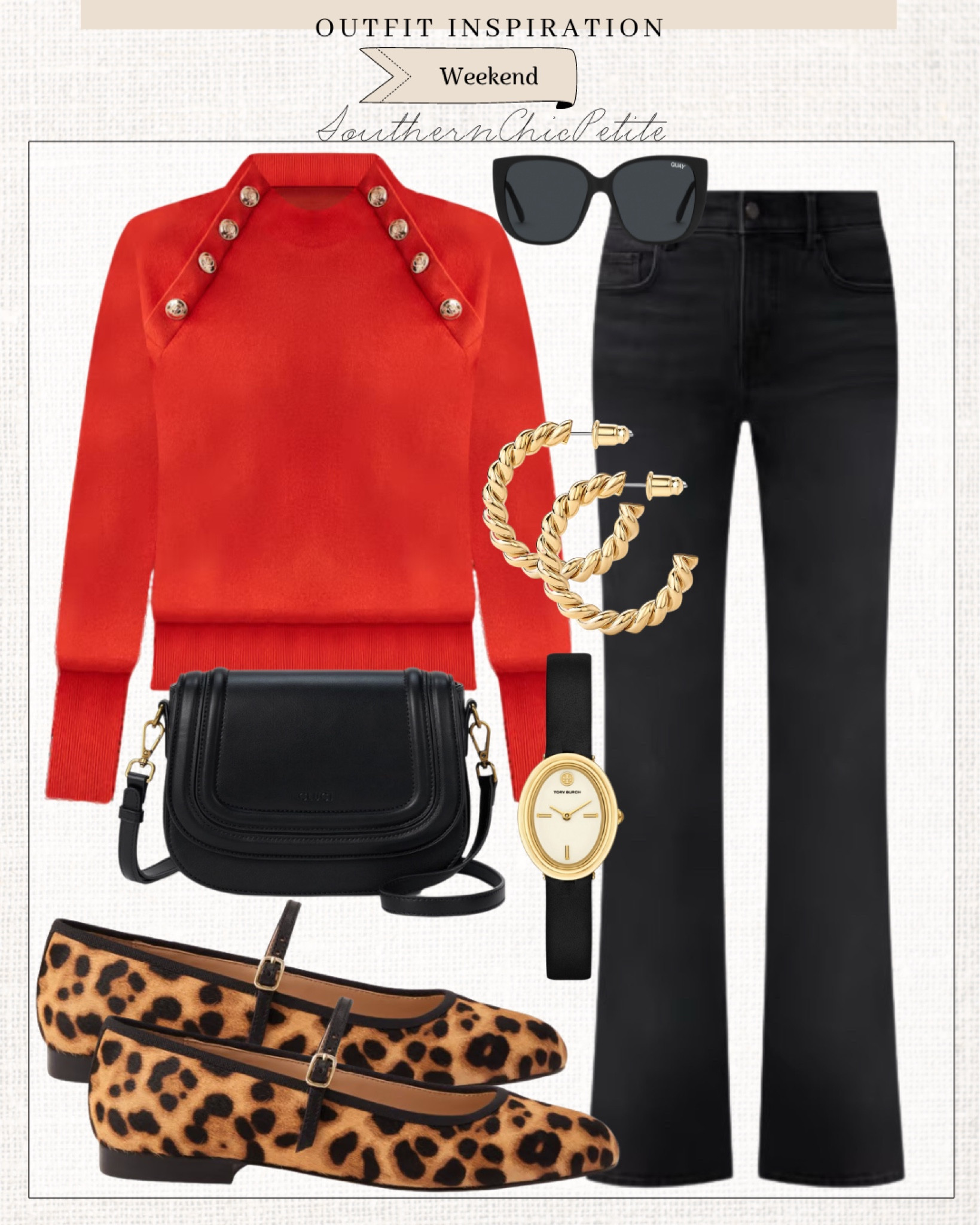 Fall Outfit • Sweater • Black Jeans • Leopard Flats • Crossbody Purse • Gold Hoop Earrings • Mary Jane Flats 

#LTKFindsUnder50 #LTKShoeCrush #LTKOver40