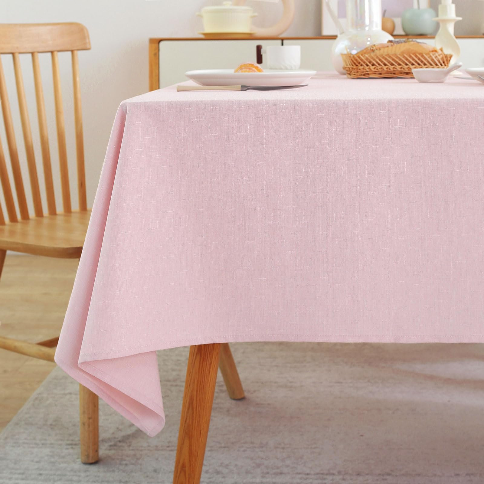 Laolitou Valentines Table Cloth Rectangle Linen Waterproof Textured Light Pink Tablecloth, Washab... | Amazon (US)