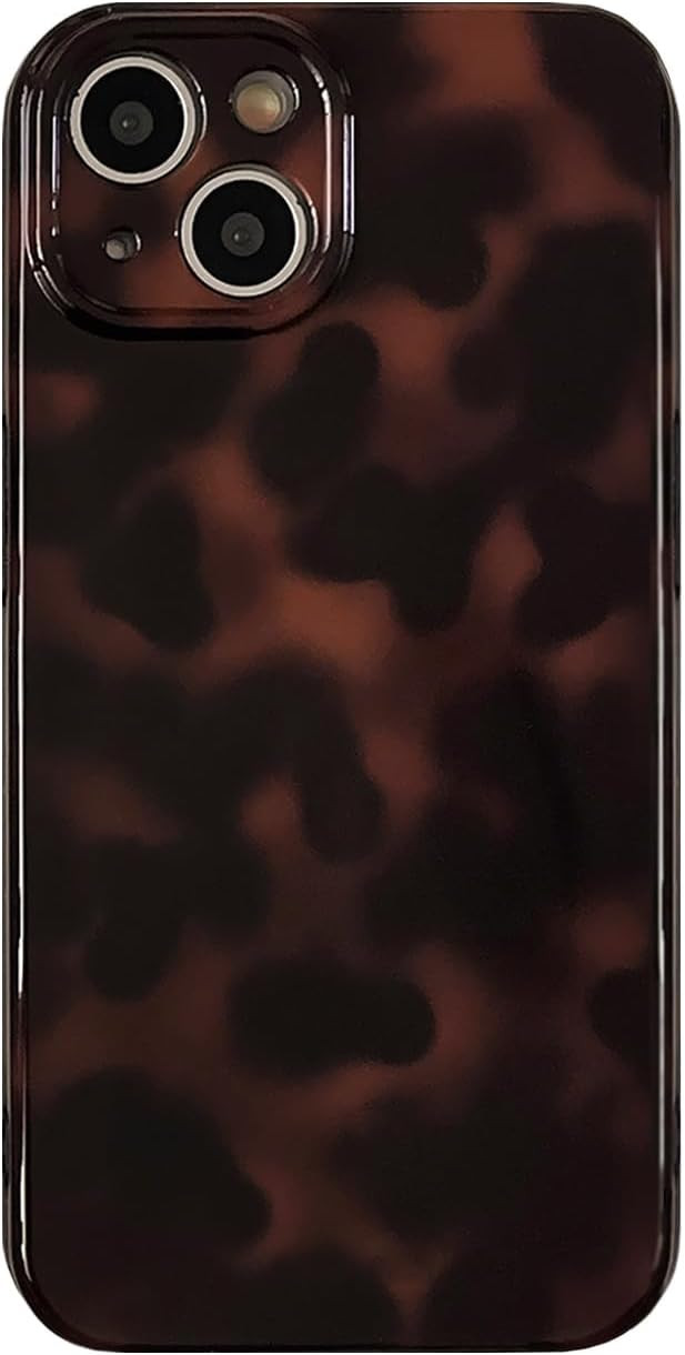 Aesthetic Tortoise Shell Phone Case for iPhone 14 6.1in,Retro Cool Girl Leopard Print Brown Amber... | Amazon (US)