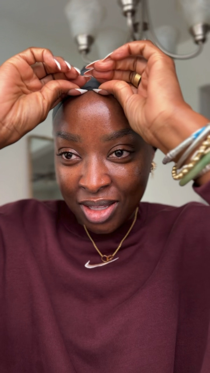 I’m trying to show you how my hair looks after I take the wrapping paper off and this song is taking a turn!
