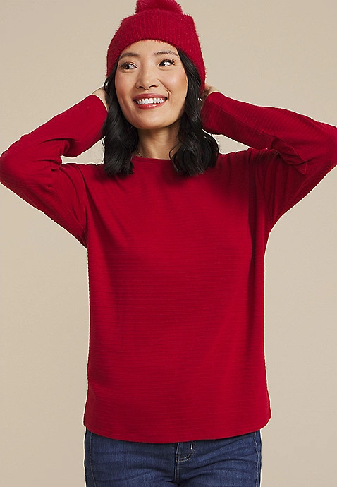 24/7 Ottoman Rib Long Sleeve Tee | Maurices