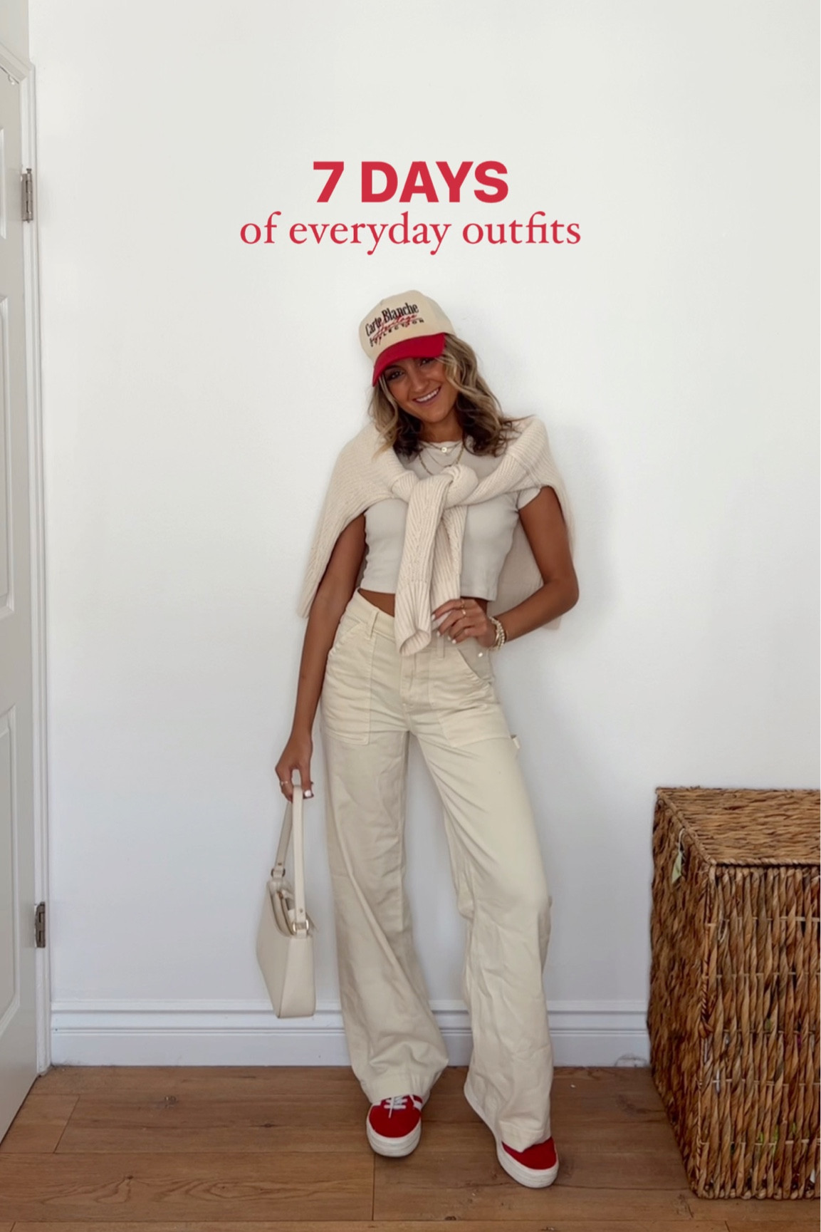 7 days of everyday outfits ft my favorite American eagle cargo straight leg jeans and baby tee! 