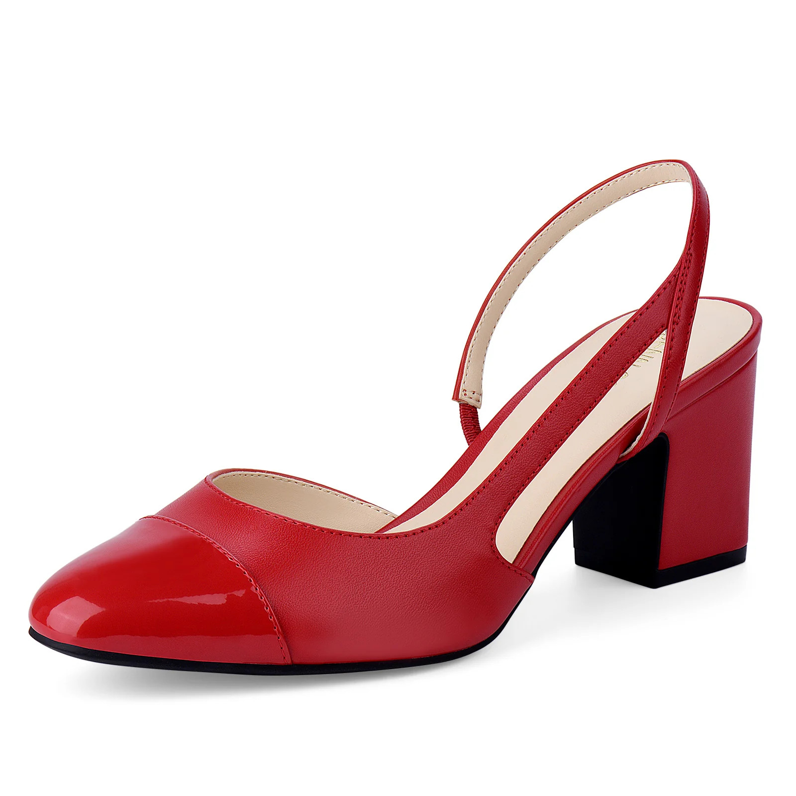 JENN ARDOR Closed Toe Chunky Heels Slingback Pumps Block Dress Shoes Women Comfort Classic Splici... | JENN ARDOR