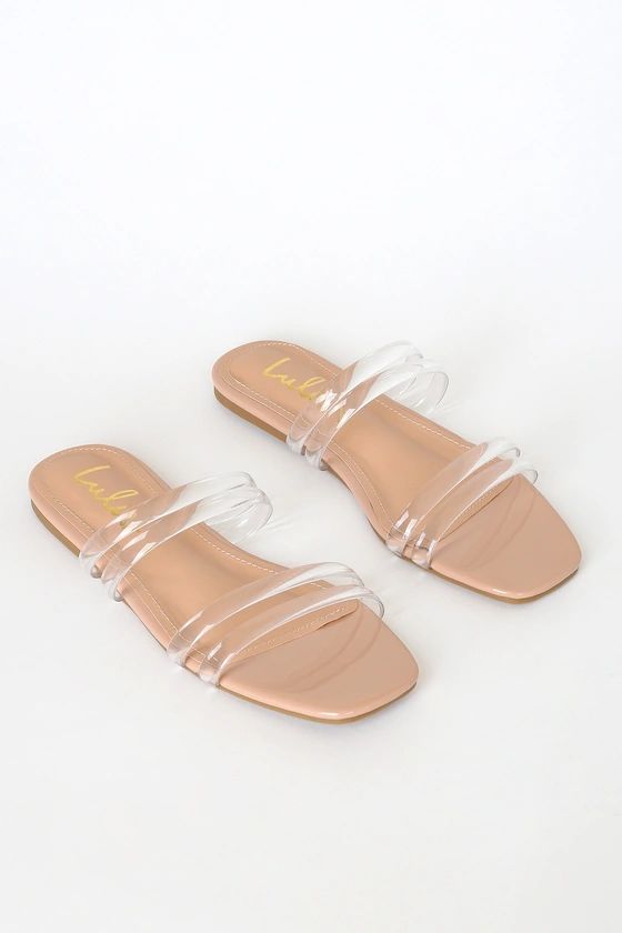 Kazzie Nude Vinyl Flat Slide Sandals | Lulus (US)