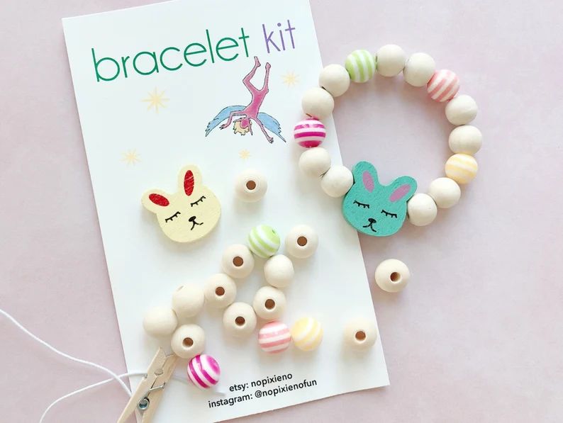 Easter basket stuffers bracelet kit Easter Bunny Party Favors DIY Bracelets for kids Easter party... | Etsy (US)