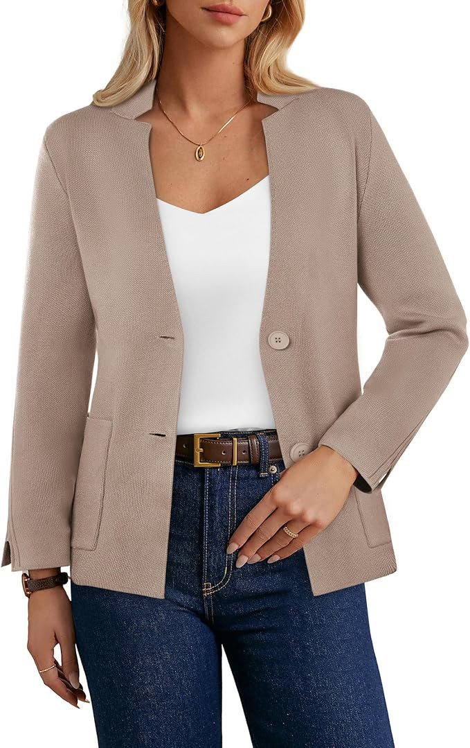 GRACE KARIN Women Sweater Blazer Business Casual Knit Cardigan 2026 Long Sleeve Suit Jackets Work... | Amazon (US)