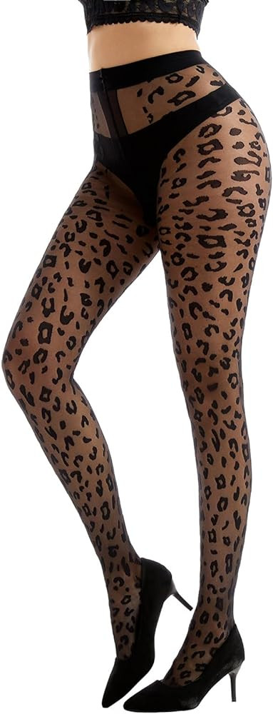 Patterned Tights for Women High Waist Pantyhose Black Sheer Stockings 15D | Amazon (US)