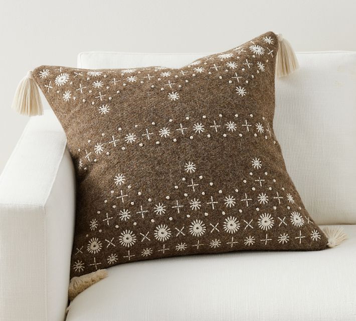 Morey Embroidered Pillow Cover with Tassels | Pottery Barn (US)