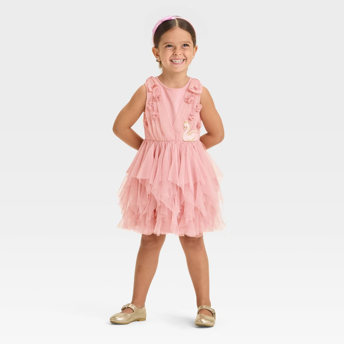 Toddler Girls' Audrey Camille Swan Tulle Dress - Pink | Target