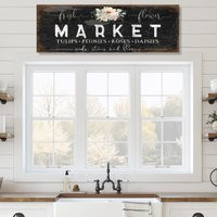 Flower Market Sign, Vintage Fresh Flowers Canvas Rustic Primitive Kitchen, Farmhouse Decor, Spring D | Etsy (US)