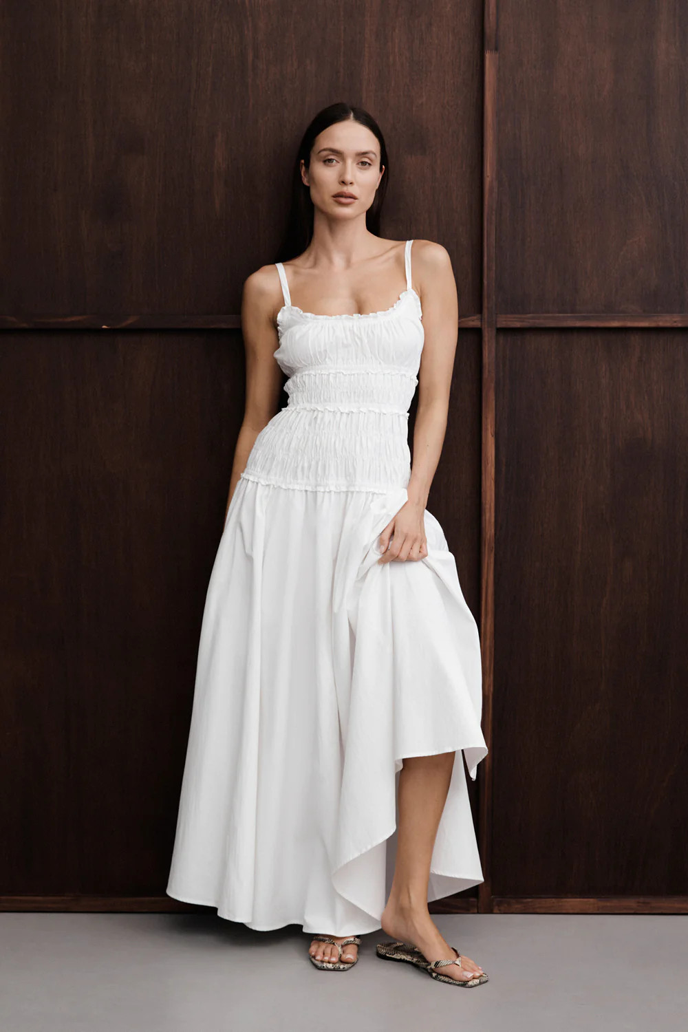 TOBY WHITE COTTON MIDI DRESS | DISSH
