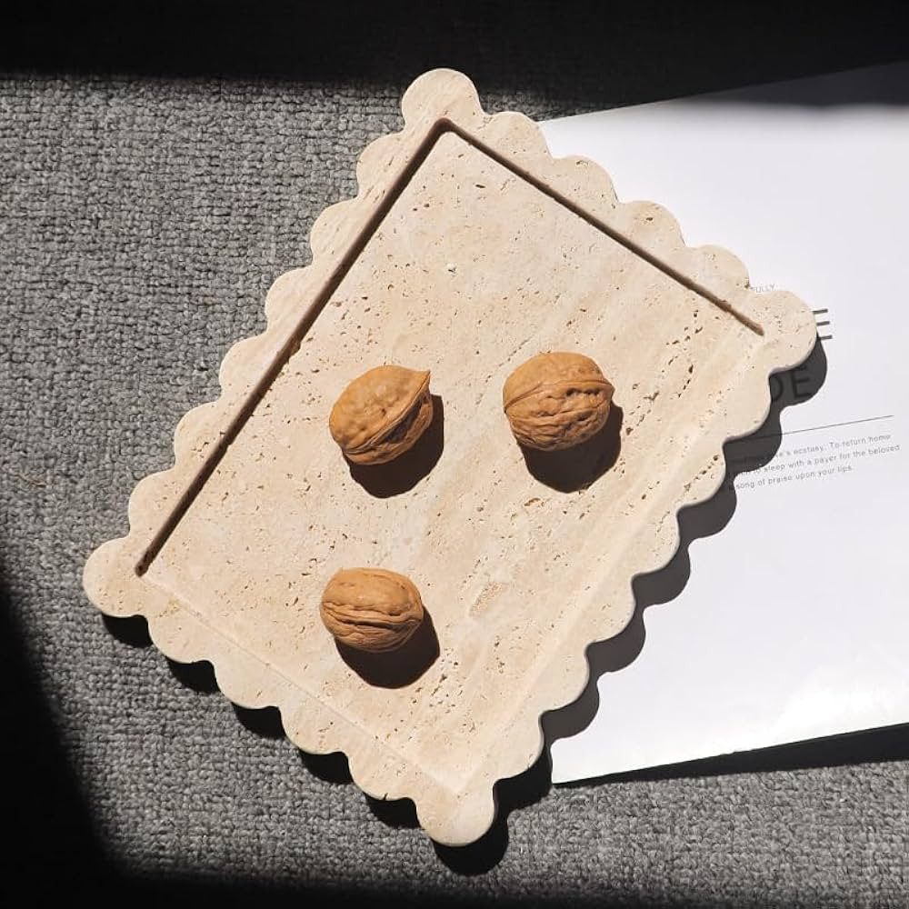 Elegant Marble Vanity Tray, Natural Luxury Travertine Decorative Countertop Organizer for Bathroo... | Amazon (US)